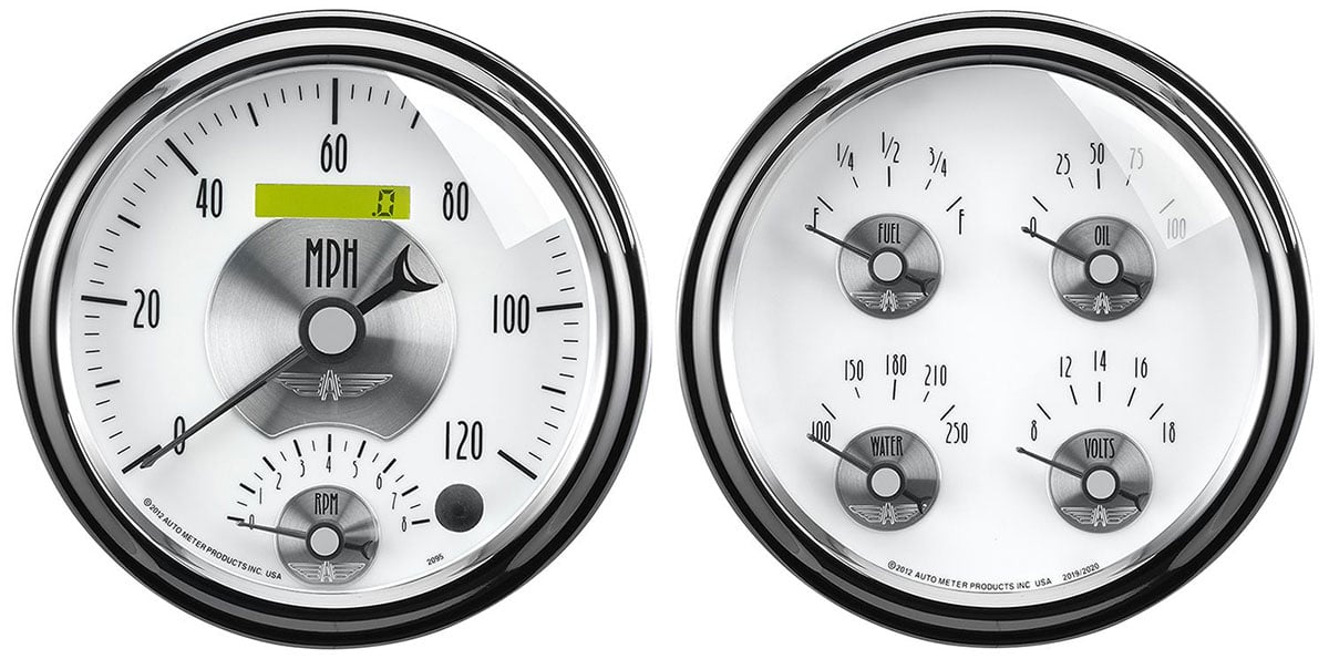 Prestige Series - Pearl Quad Gauge/Speedometer Kit
5", Speedometer, Fuel Level, Water Temperature, Oil Pressure, Voltmeter