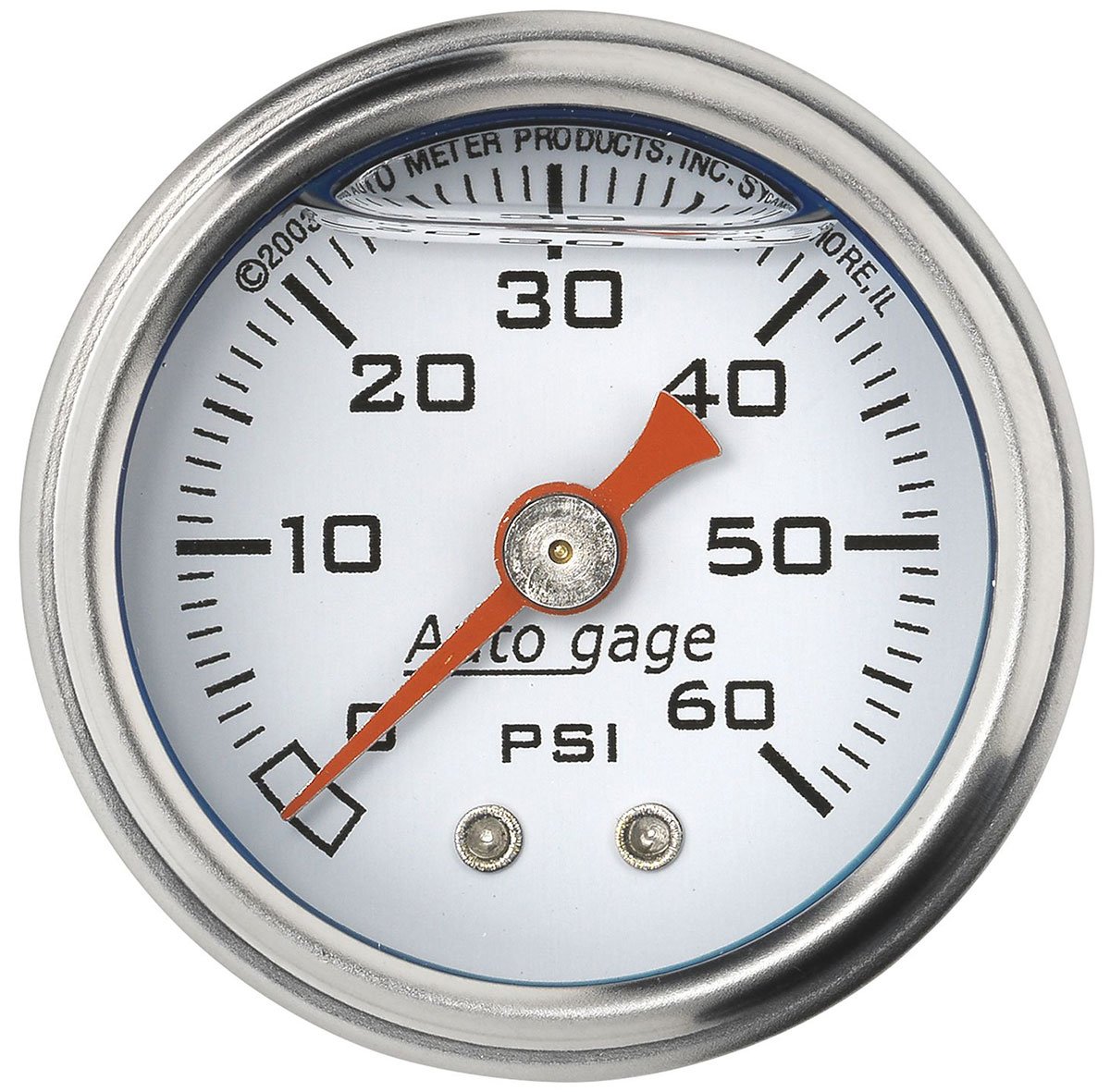 Auto gage Series Fuel Pressure Gauge  1-1/2", Full sweep Mechanical, White Dial Face, 0-60 psi