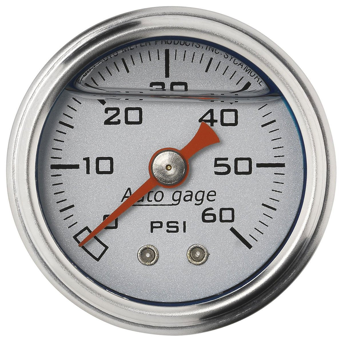 Auto gage Series Fuel Pressure Gauge  1-1/2", Full sweep Mechanical, Silver Dial Face, 0-60 psi