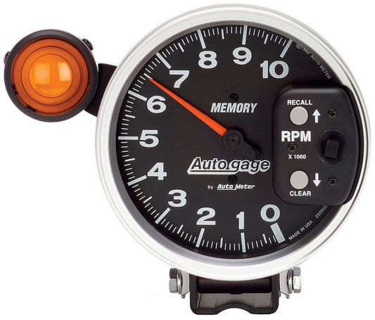 Auto gage Shift-Lite Tachometer
5", Pedestal Mount, Memory, Black, 0-10,000 rpm