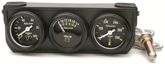 Auto gage Three-Gauge Console
1-1/2", Mechanical, Water Temperature, Oil Pressure, Voltmeter