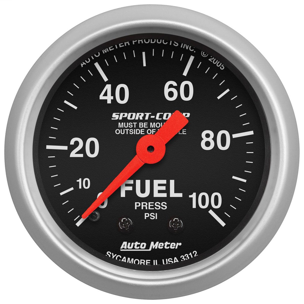 Sport-Comp Series Fuel Pressure Gauge  2-1/16", Full Sweep Mechanical, 0-100 psi