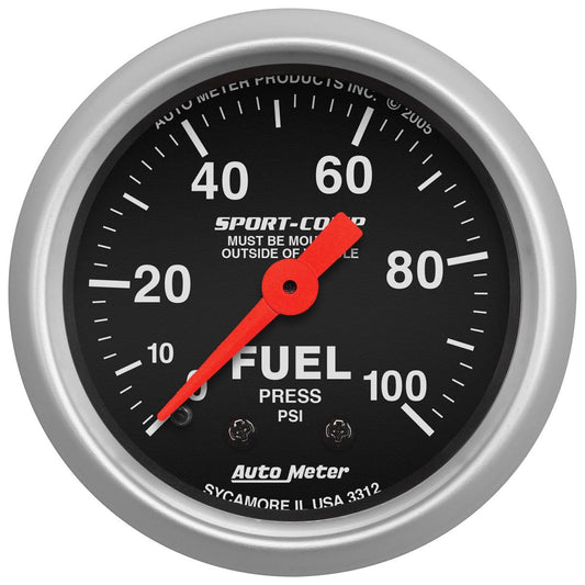 Sport-Comp Series Fuel Pressure Gauge  2-1/16", Full Sweep Mechanical, 0-100 psi