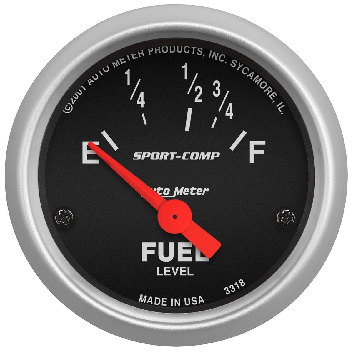 Sport-Comp Series Fuel Level Gauge
2-1/16", Short Sweep Electric, 16 ohms Empty/158 ohms Full