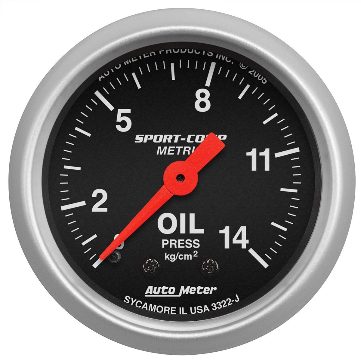 Sport-Comp Series Oil Pressure Gauge  2-1/16", Full Sweep Mechanical, Metric, 0-14 Kg/Cm2