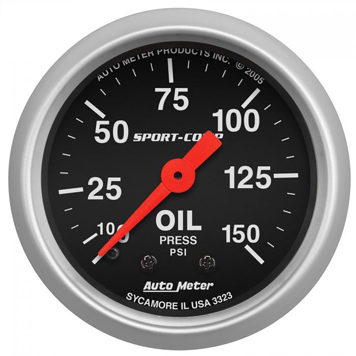 Sport-Comp Series Oil Pressure Gauge  2-1/16", Full Sweep Mechanical, 0-150 psi