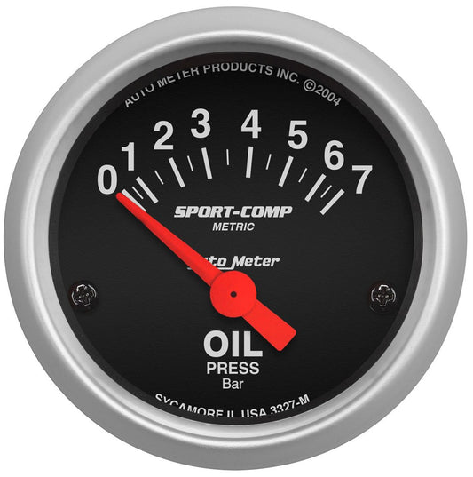 Sport-Comp Series Oil Pressure Gauge  2-1/16", Short Sweep Electric, Metric, 0-7 Bar