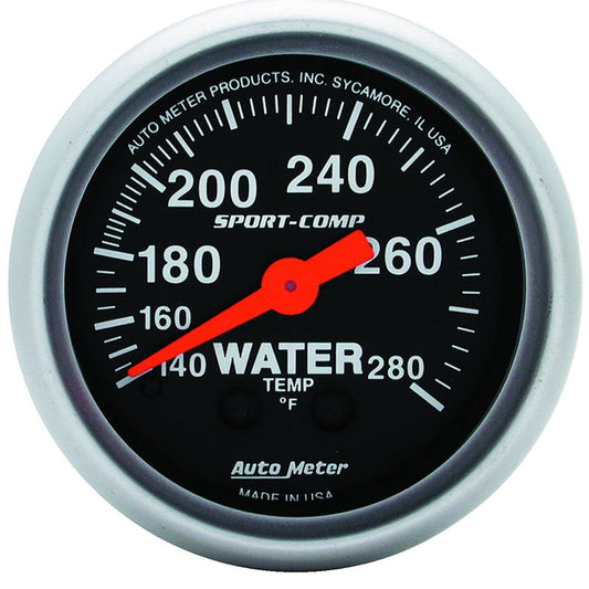 Sport-Comp Series Water Temperature Gauge  2-1/16", Full Sweep Mechanical, 140-280°F