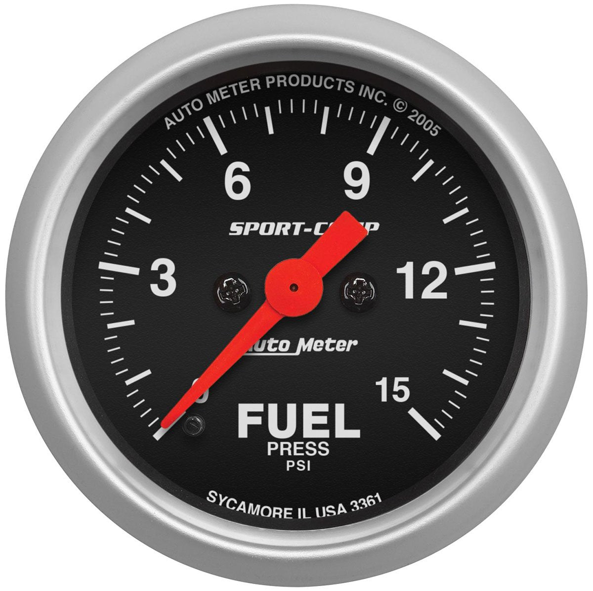 Sport-Comp Series Fuel Pressure Gauge  2-1/16", Full Sweep Electric, 0-15 psi