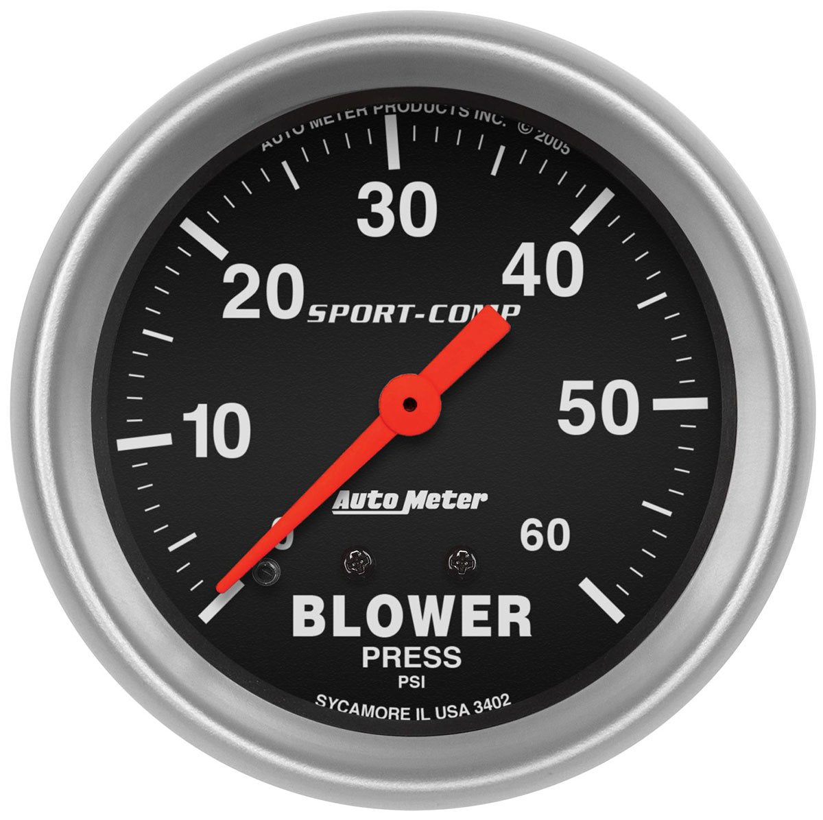 Sport-Comp Series Blower Pressure Gauge 2-1/16", Full Sweep Mechanical, 0-60 psi