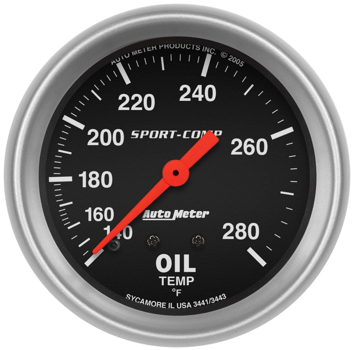 Sport-Comp Series Oil Temperature Gauge  2-5/8", Full Sweep Mechanical, 140-280°F