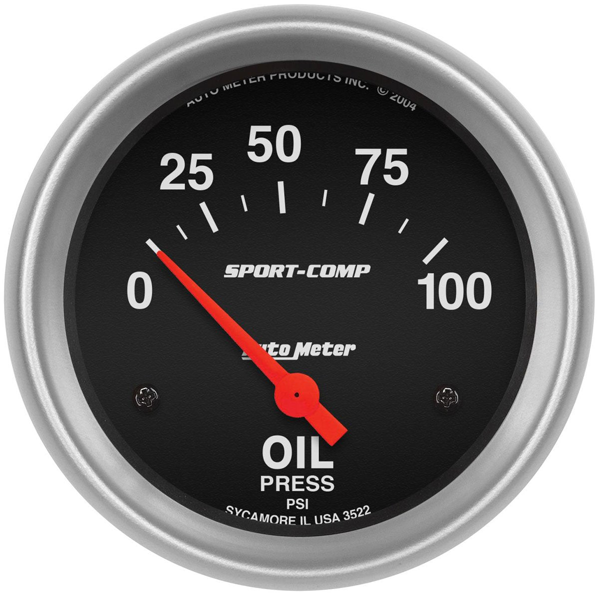 Sport-Comp Series Oil Pressure Gauge  2-5/8", Short Sweep Electric, 0-100 psi