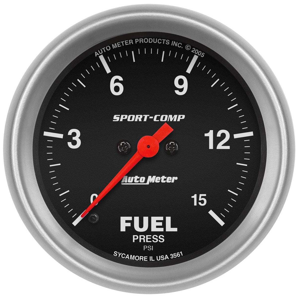 Sport-Comp Series Fuel Pressure Gauge  2-5/8", Full Sweep Electric, 0-15 psi