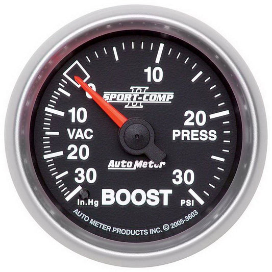 Sport-Comp II Boost/Vacuum Gauge
2-1/16", Full Sweep Mechanical, 30 In. Hg/30 psi