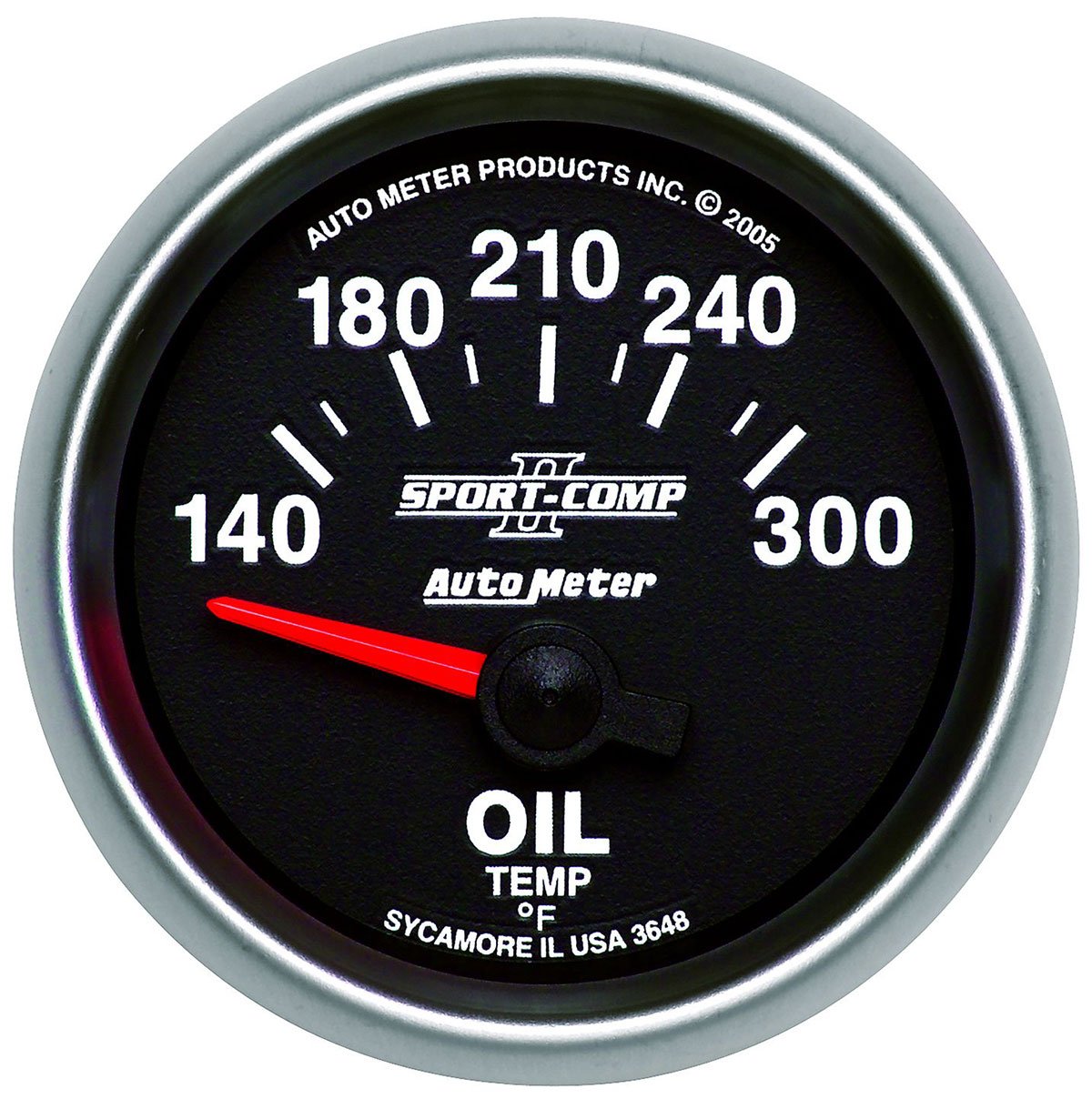 Sport-Comp II Oil Temperature Gauge  2-1/16", Short Sweep Electric, 140-300°F