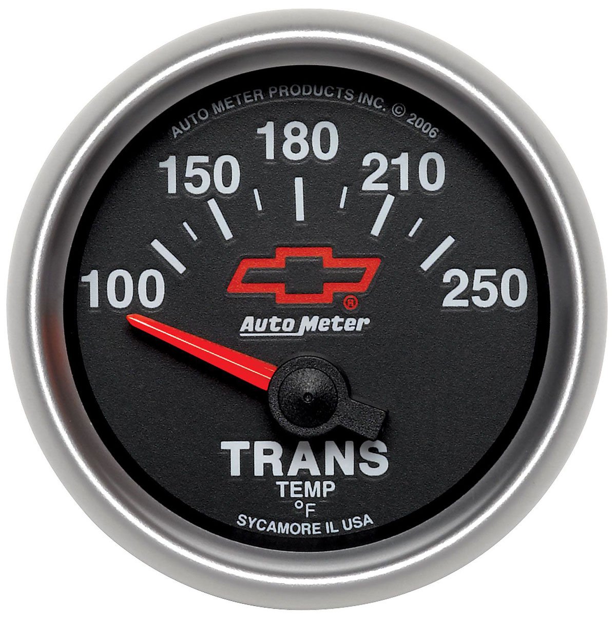 Chev Bow-Tie Trans Temperature Gauge
2-1/16", Black Dial, Short Sweep Electrical, 100-250°F