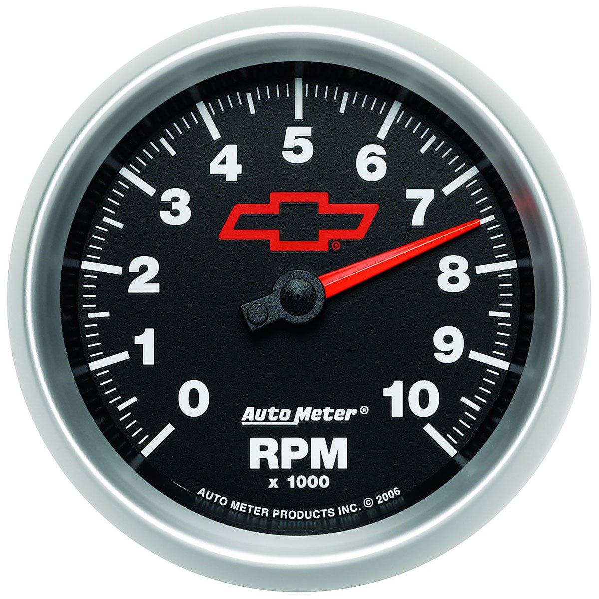 Chev Bow-Tie Tachometer
3-3/8", Black Dial, In-Dash, 0-10,000 rpm