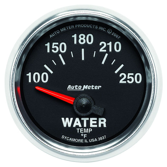 GS Series Water Temperature Gauge  2-1/16", In-Dash, Short Sweep Electric, 100-250°F