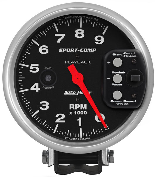 Sport-Comp Series Playback Tachometer
5", Pedestal Mount, 0-9,000 rpm