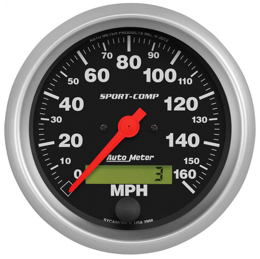 Sport-Comp Series Speedometer
3-3/8", In-Dash, Electrical, Programmable, 0-160 mph