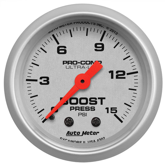 Ultra-Lite Series 2-1/16" Mechanical Boost Gauge
0-15 psi