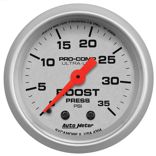 Ultra-Lite Series Boost Gauge
2-1/16", Full Sweep Mechanical, 0-35 psi