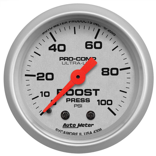 Ultra-Lite Series Boost Gauge
2-1/16", Full Sweep Mechanical, 0-100 psi