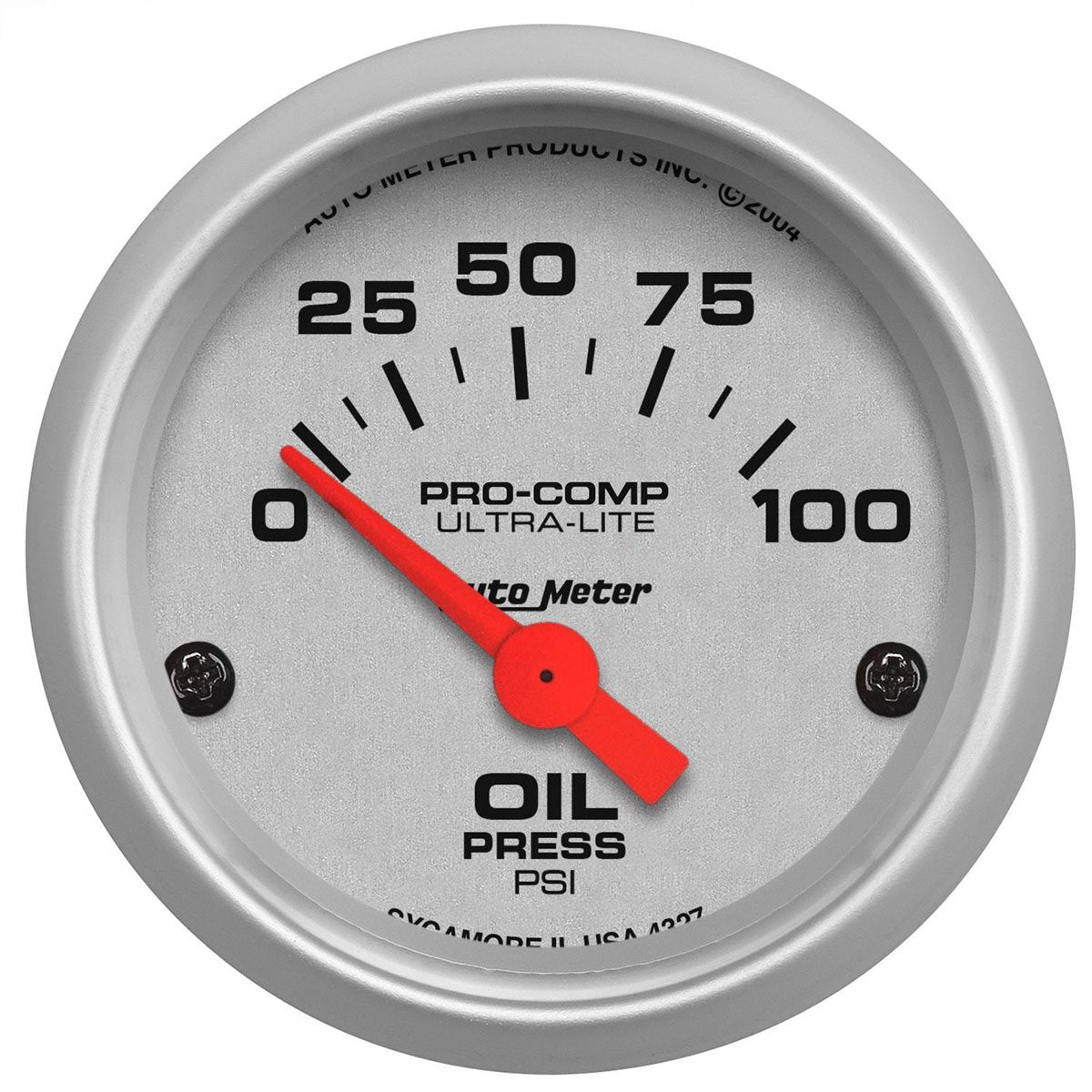 Ultra-Lite Series Oil Pressure Gauge  2-1/16", Short Sweep Electric, 0-100 psi