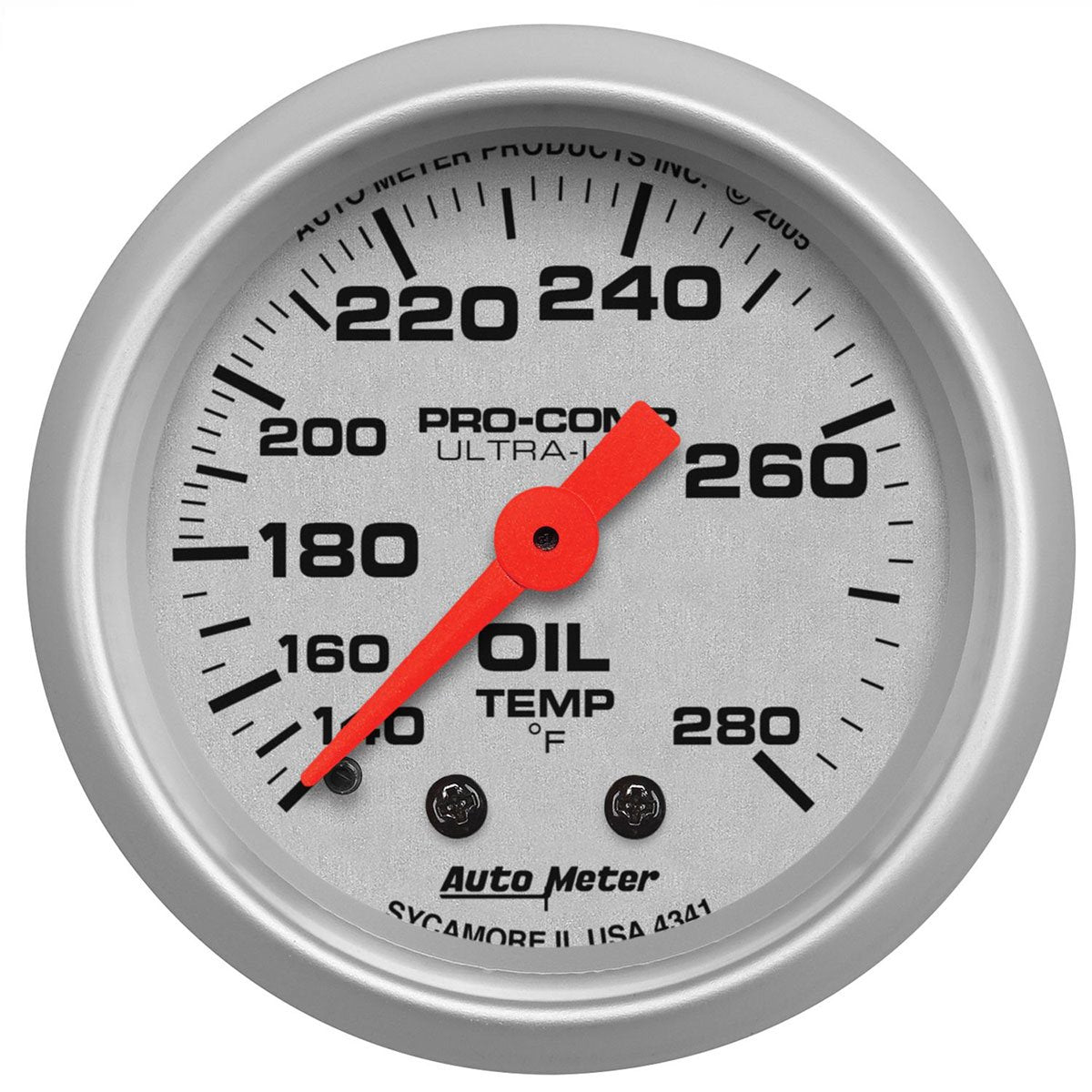 Ultra-Lite Series Oil Temperature Gauge  2-1/16", Full Sweep Mechanical, 140-280°F