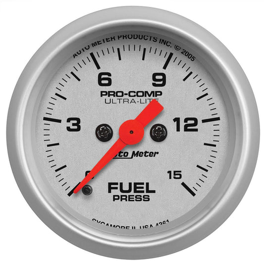 Ultra-Lite Series Fuel Pressure Gauge  2-1/16", Full Sweep Electric, 0-15 psi