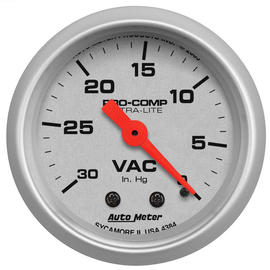 Ultra-Lite Series Vacuum Gauge
2-1/16", Full Sweep Mechanical, 30 In. Hg.