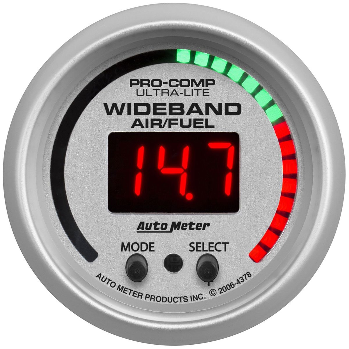 Ultra-Lite Series Pro Plus Air/Fuel Ratio Gauge
2-1/16", Digital, Wideband, Range:AFR or LAMBDA