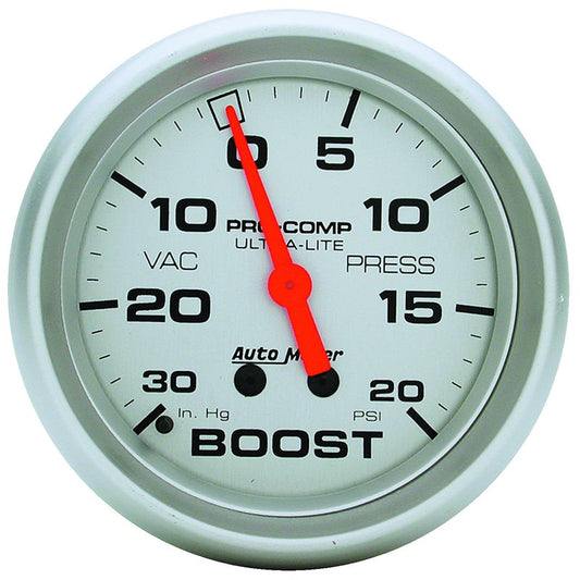 Ultra-Lite Series Boost/Vacuum Gauge  2-5/8", Full Sweep Mechanical, 30 In. Hg/20 psi