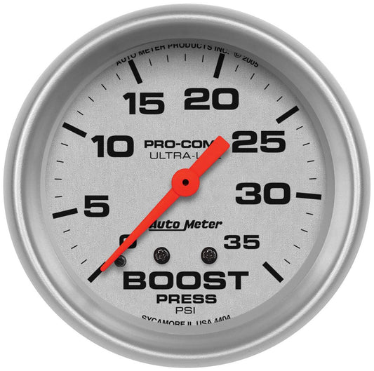 Ultra-Lite Series Boost Gauge
2-5/8", Full Sweep Mechanical, 0-35 psi