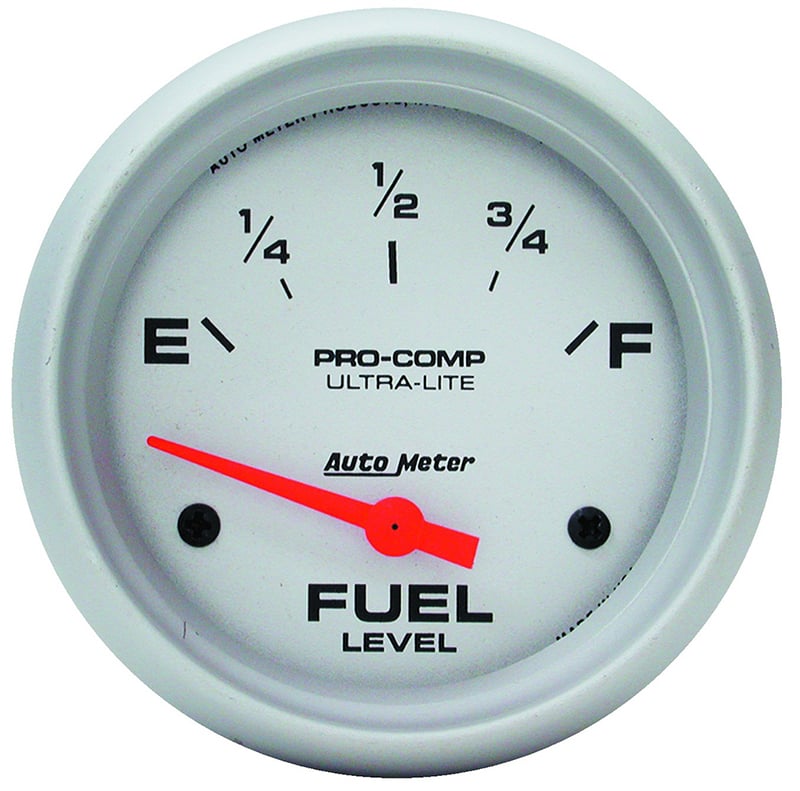 Ultra-Lite Series Fuel Level Gauge
2-5/8", Short Sweep Electric, GM, 0 ohms Empty/90 ohms Full