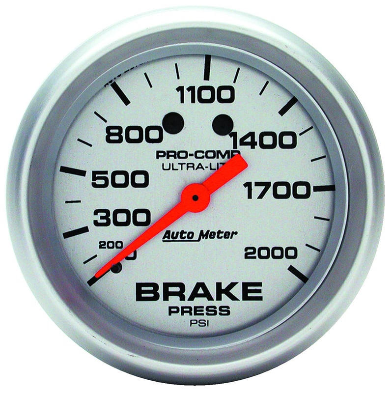 Ultra-Lite Series Brake Pressure Gauge  2-5/8", Full Sweep Mechanical, 0-2000 psi