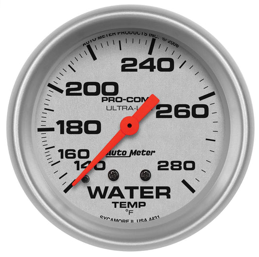 Ultra-Lite Series Water Temperature Gauge  2-5/8", Full Sweep Mechanical, 140-280°F