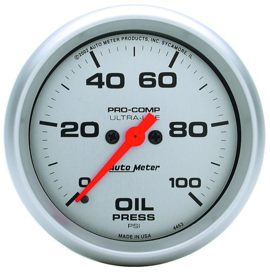 Ultra-Lite Series Oil Pressure Gauge  2-5/8", Full Sweep Electric, 0-100 psi