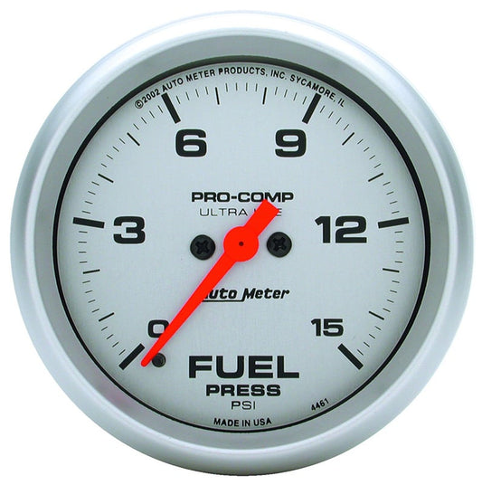 Ultra-Lite Series Fuel Pressure Gauge  2-5/8", Full Sweep Electric, 0-15 psi