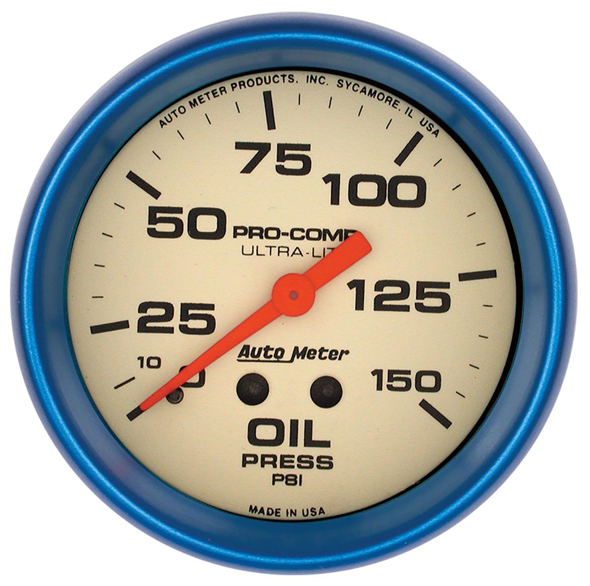 Ultra-Nite Series Oil Pressure Gauge  2-5/8", Full Sweep Mechanical, 0-150 psi