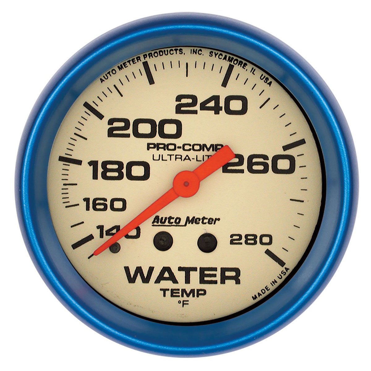 Ultra-Nite Series Water Temperature Gauge  2-5/8", Full Sweep Mechanical, 140-280°F