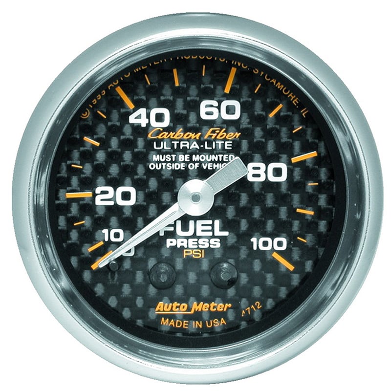 Carbon Fiber Series Fuel Pressure Gauge  2-1/16", Full Sweep Mechanical, 0-100 psi