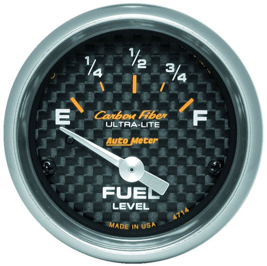 Carbon Fiber Series Fuel Level Gauge
2-1/16", Short Sweep Electric, GM, 0 ohms Empty/90 ohms Full