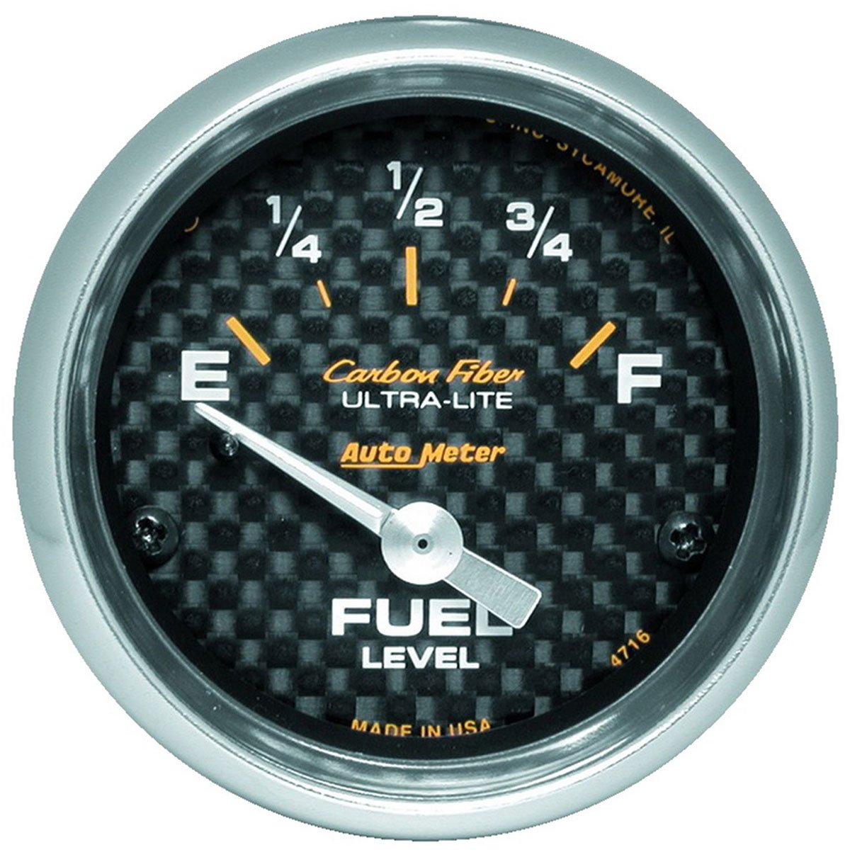 Carbon Fiber Series Fuel Level Gauge
2-1/16", Short Sweep Electric, 240 ohms Empty/33 ohms Full