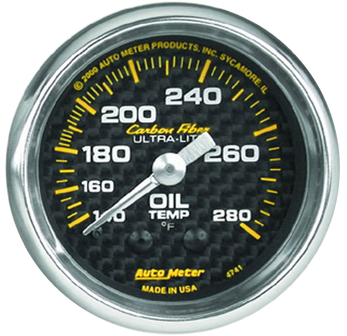 Carbon Fiber Series Oil Temperature Gauge
2-1/16", Full Sweep Mechanical, 140-280°F