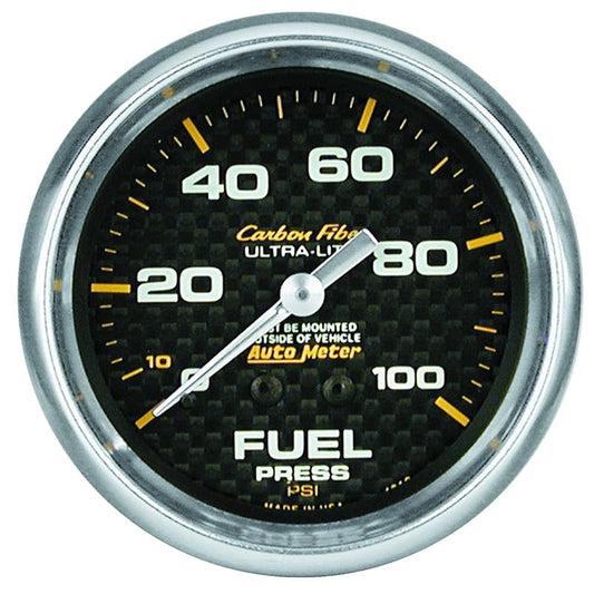 Carbon Fiber Series Fuel Pressure Gauge  2-5/8", Full Sweep Mechanical, 0-100 psi