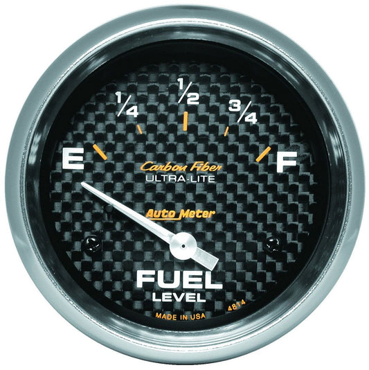 Carbon Fiber Series Fuel Level Gauge
2-5/8", Short Sweep Electric, GM, 0 ohms Empty/90 ohms Full