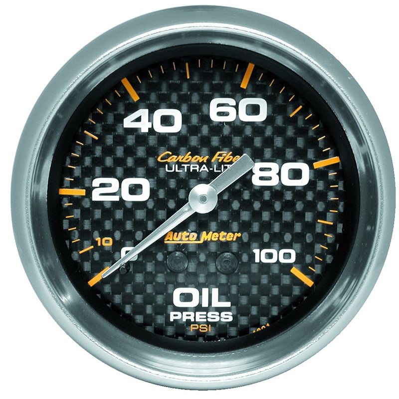 Carbon Fiber Series Oil Pressure Gauge  2-5/8", Full Sweep Mechanical, 0-100 psi