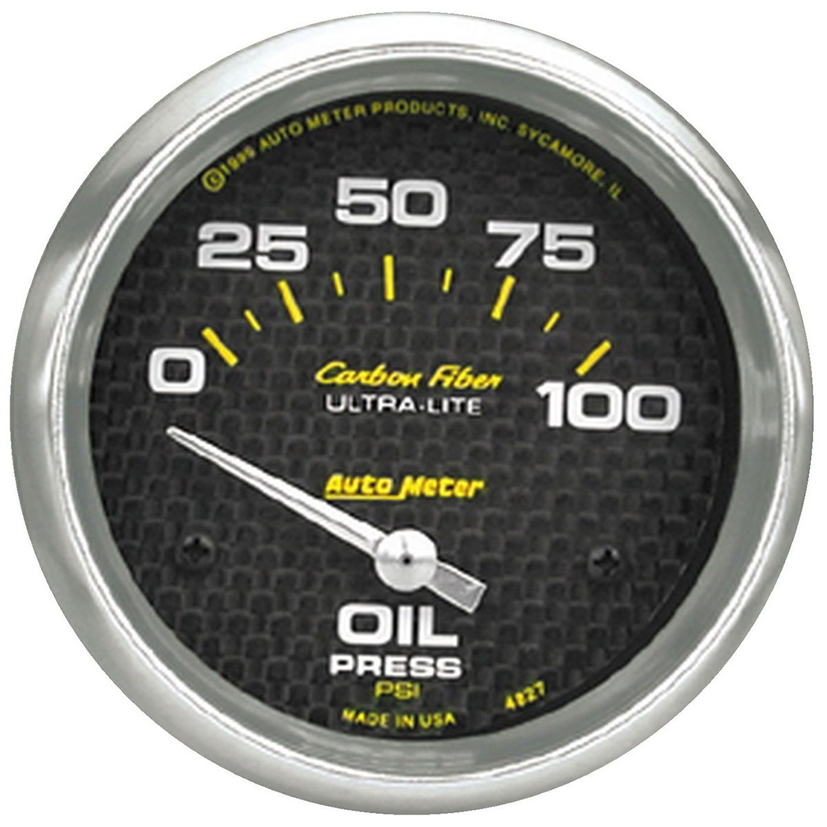 Carbon Fiber Series Oil Pressure Gauge  2-5/8", Short Sweep Electric, 0-100 psi