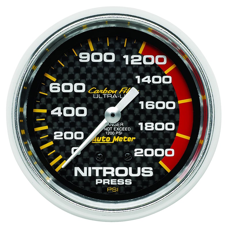 Carbon Fiber Series Nitrous Pressure Gauge
2-5/8", Full Sweep Mechanical, 0-2000 psi